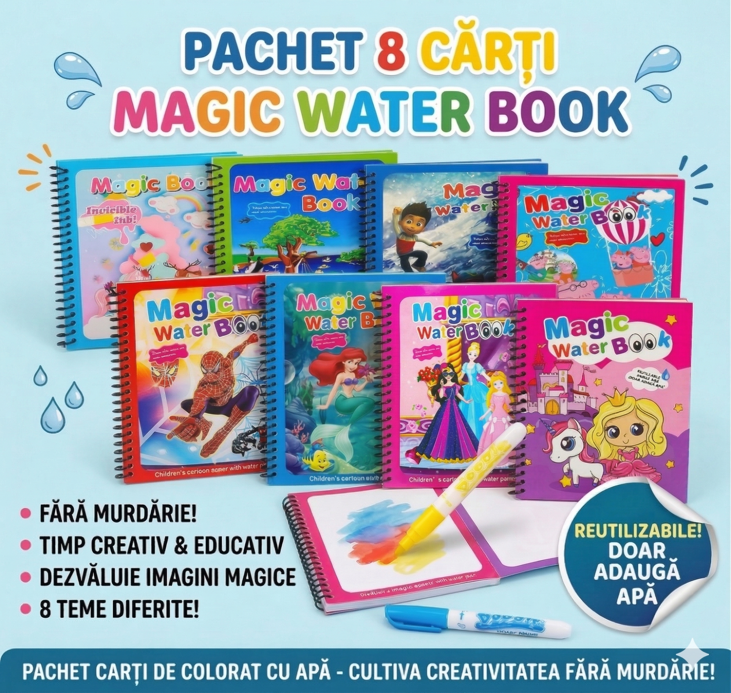 Carti de colorat cu apa