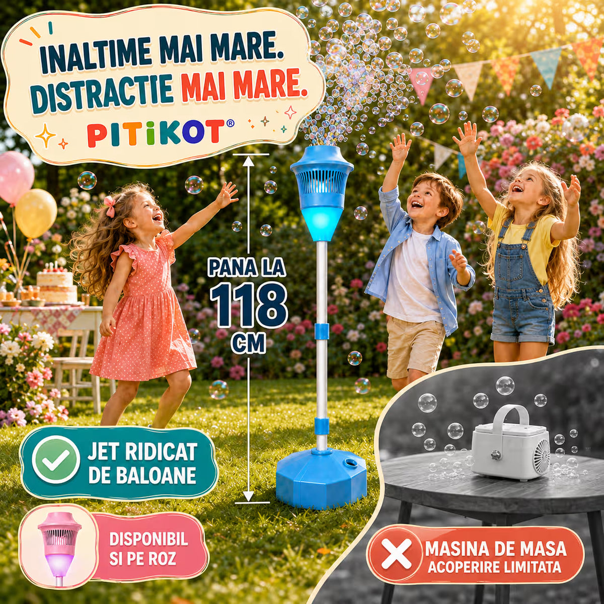 Turn de facut baloane, cu lumini si muzica, pentru copii si adulti