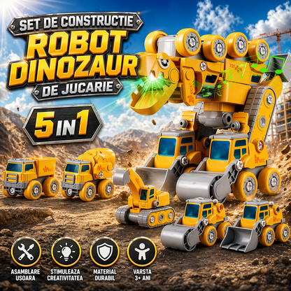 Set de Constructie Robot Dinozaur de Jucarie 5 in 1