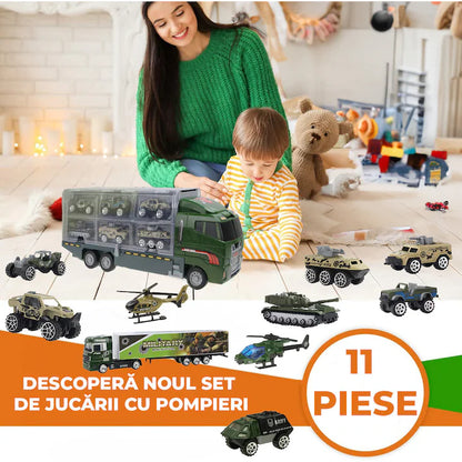 Set camion trailer de jucarie pentru transport armata