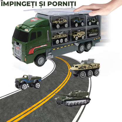 Set camion trailer de jucarie pentru transport armata