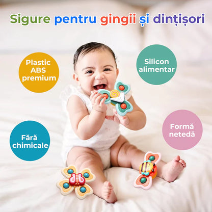 Jucarie interactiva spinner cu ventuza set 3 piese