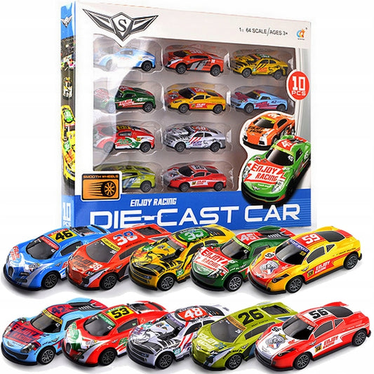 Set 10 masinute, WALALLA, Aliaj,1:64, Multicolor