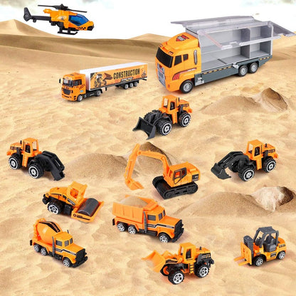 Set camion trailer de jucarie pentru transport utilaje
