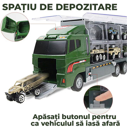 Set camion trailer de jucarie pentru transport armata