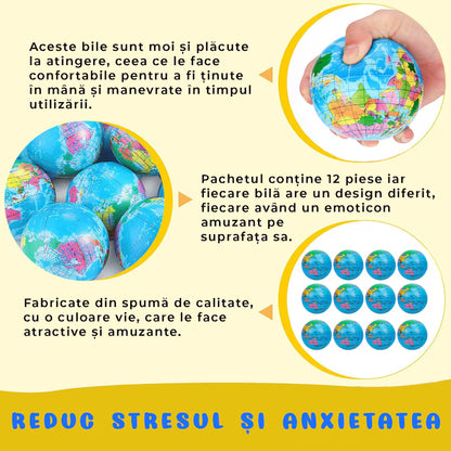 Jucarie squishy, tip bila antistres, set de 12