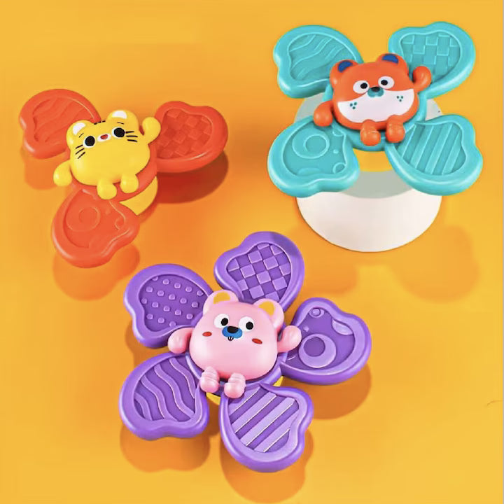 Jucarie interactiva spinner cu ventuza set 3 piese