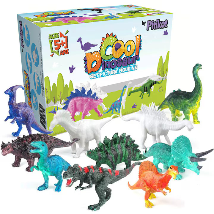 Set pictura cu 10 dinozauri de colorat