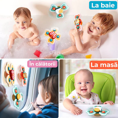 Jucarie interactiva spinner cu ventuza set 3 piese