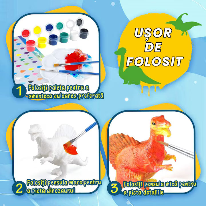 Set pictura cu 10 dinozauri de colorat