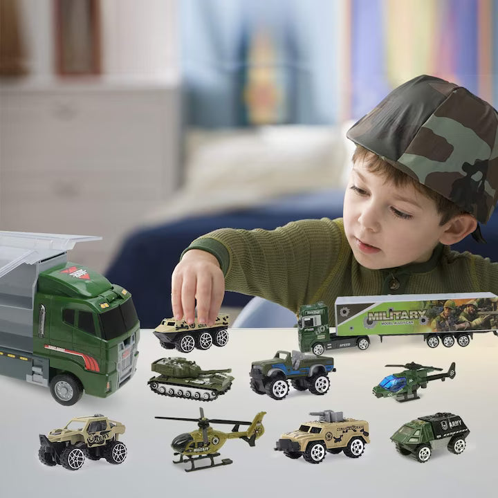 Set camion trailer de jucarie pentru transport armata