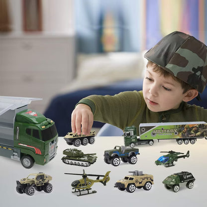Set camion trailer de jucarie pentru transport armata