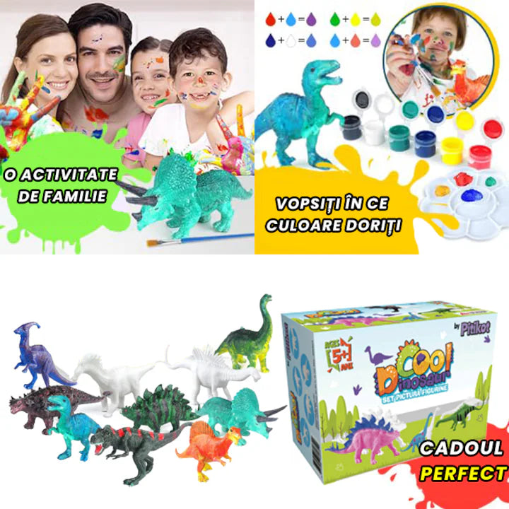 Set pictura cu 10 dinozauri de colorat