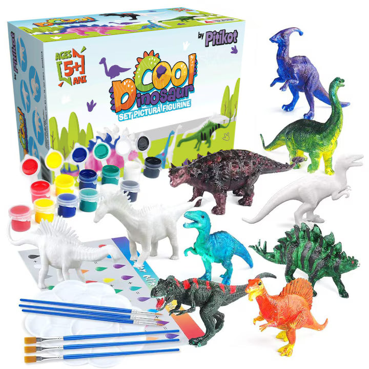 Set pictura cu 10 dinozauri de colorat