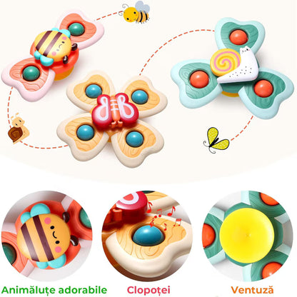 Jucarie interactiva spinner cu ventuza set 3 piese