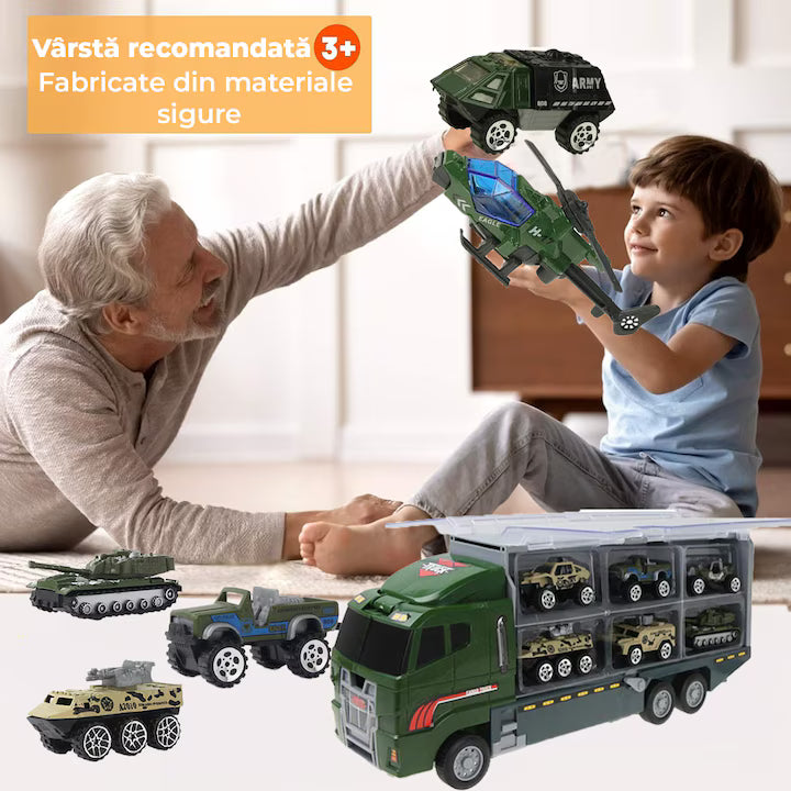 Set camion trailer de jucarie pentru transport armata