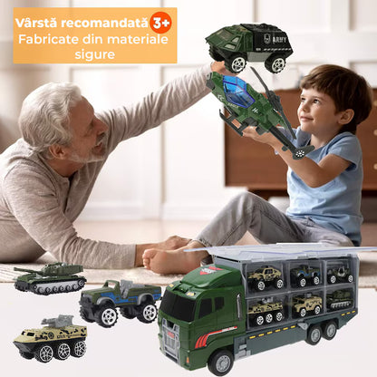 Set camion trailer de jucarie pentru transport armata