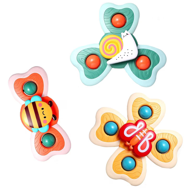 Jucarie interactiva spinner cu ventuza set 3 piese