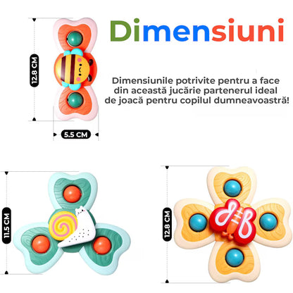 Jucarie interactiva spinner cu ventuza set 3 piese