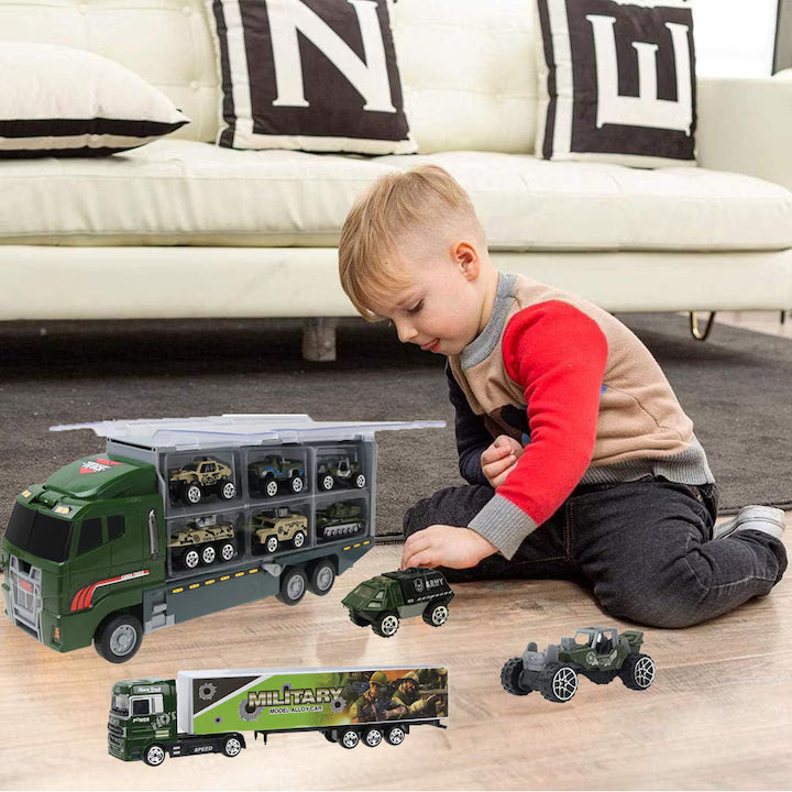 Set camion trailer de jucarie pentru transport armata