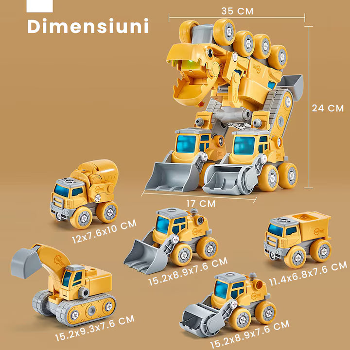 Set de Constructie Robot Dinozaur de Jucarie 5 in 1